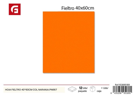 [153895189] Hoja fieltro 40*60cm color naranja - Material para manualidades
