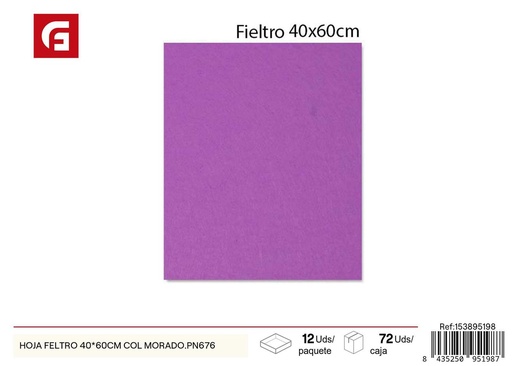 [153895198] Hoja de fieltro morada 40x60 cm - Materiales para manualidades