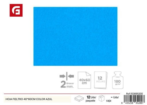 [153895200] Hoja fieltro 40*60cm color azul - Material para manualidades