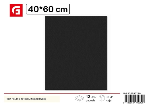 [153895210] Hoja de fieltro negra 40*60 cm PN688 - Material para manualidades