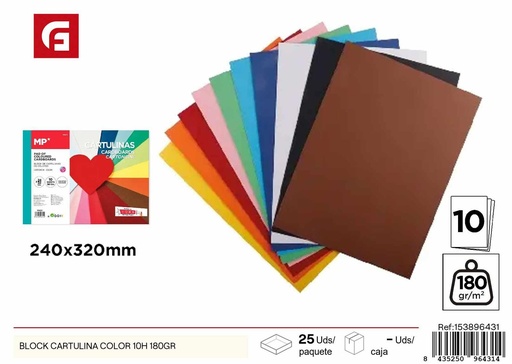 [153896431] Cartulina color 10 hojas 180 g - Manualidades