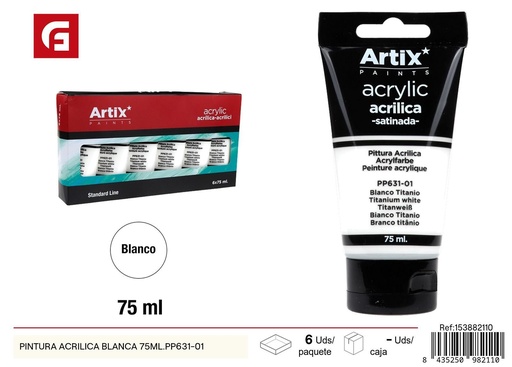 [153882110] Pintura acrílica blanca 75 ml PP631-01 - Material escolar y pintura para proyectos artísticos