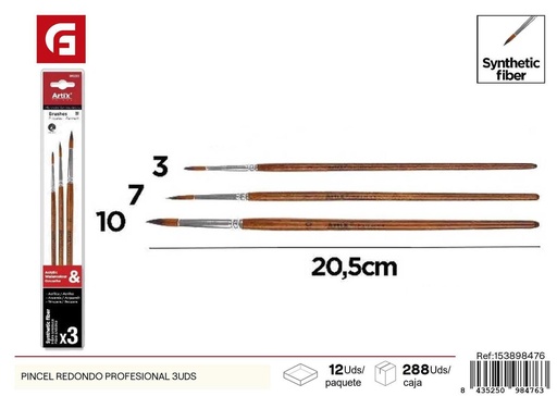 [153898476] Pinceles redondos profesionales 3 unidades - Material escolar