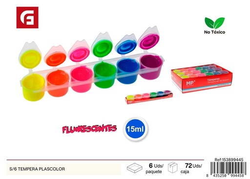 [153899445] Tempera Plascolor de 6 colores - Material escolar y pintura acrílica