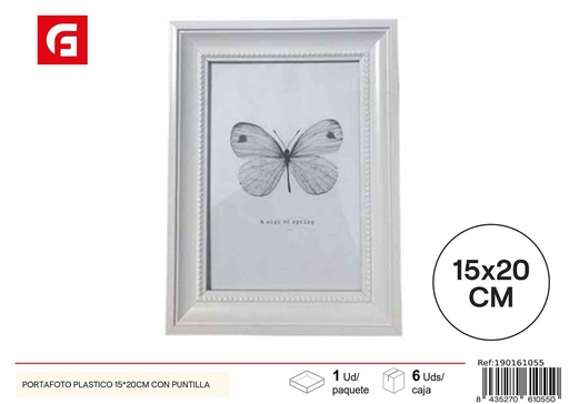 [190161055] Portafotos plástico 15x20 cm con puntilla - Marcos decorativos y elegantes