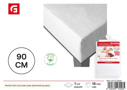 [131713458] Protector de colchón cama 90cm rizo blanco para protección y confort