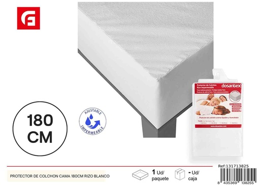 [131713825] Protector de colchón cama 180cm rizo blanco para cuidado de ropa de cama