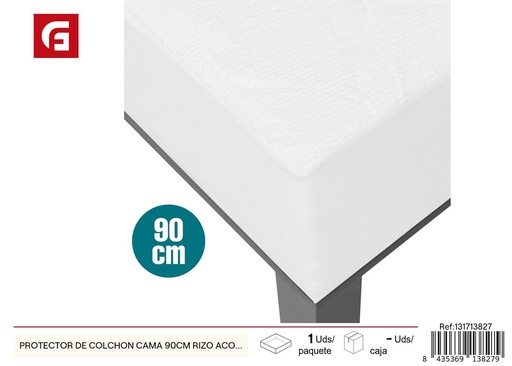 [131713827] Protector de colchón cama 90cm rizo acolchado para protección y confort