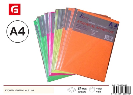 [152620099] Etiqueta adhesiva A4 fluor - Material de oficina