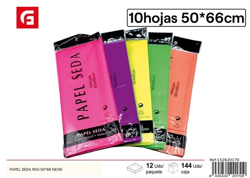[152620170] Papel seda 10HJ 50x66 neón - Materiales para manualidades