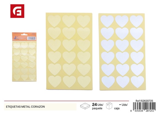 [152620725] Etiquetas adhesivas de metal en forma de corazón - Material de oficina decorativo