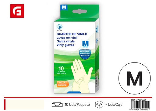 [137800321] Guante de examen de vinilo sin polvo M - Guantes de limpieza desechables