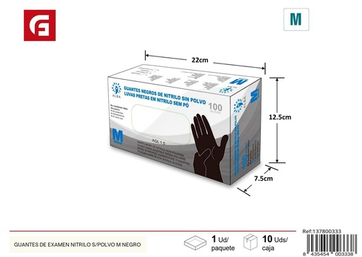 [137800333] Guantes de examen nitrilo negros S - Accesorios de limpieza
