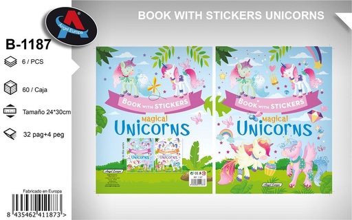 [165741187] Libro con stickers unicornios - Material escolar