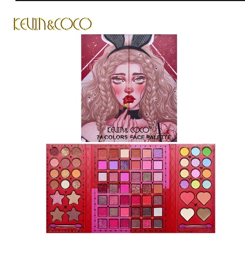 [6976289193419] Paleta maquillaje 74 Colors Kevin&Coco - Maquillaje