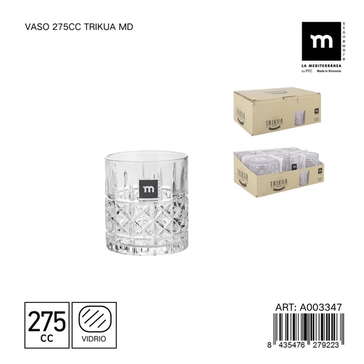 [A003347] Vaso de 275cc color TRIKUA - Utensilio de vidrio para bebidas
