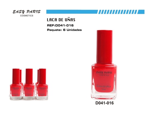 [D041-016] Laca de uñas rojo 6/u para manicura duradera