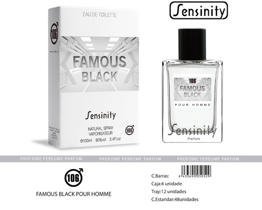 [HYS106] Perfume "Famous Black" para hombre - Fragancia masculina