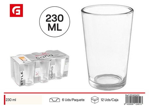 [201412451] Vasos de caña lisa 230ml 6 pack - Envases de vidrio 