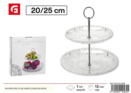 [201412585] Frutero de vidrio de dos pisos 20/25 cm - Vidrio