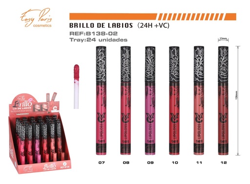 [B138-02] Brillo de labios 24H con vitamina C 24 unidades - Maquillaje labial