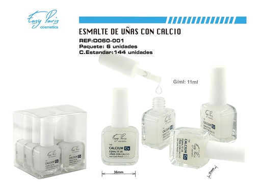 [D060-001] Laca de uñas con calcio 6/u fortalecimiento y brillo