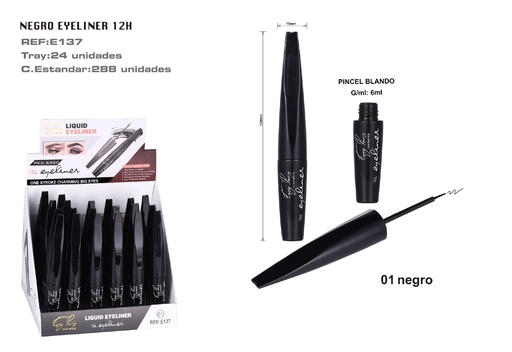 [E137-01] Eyeliner 12h con pincel blando - 24 unidades