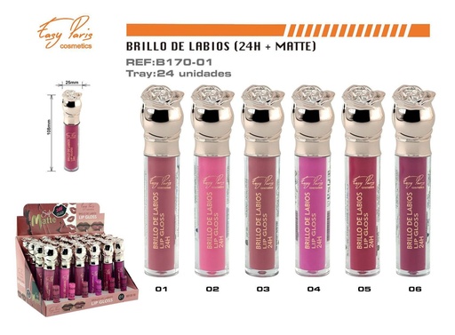 [B170-01] Brillo labial 24H mate 24 unidades - Maquillaje labial