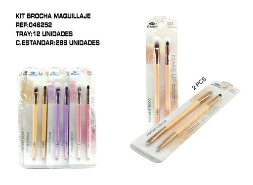 [046252] Kit 2 pinceles de maquillaje 12/u - Belleza