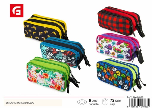 [154404888] Estuche 3 cremalleras con dibujos - Material escolar y portatodo