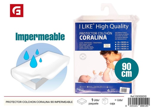 [130100010] Protector de colchón Coralina 90 impermeable - Textiles para el hogar
