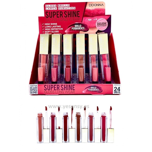 [8436045038975] Brillo labial Super Shine 24/u Ddonna para labios brillantes