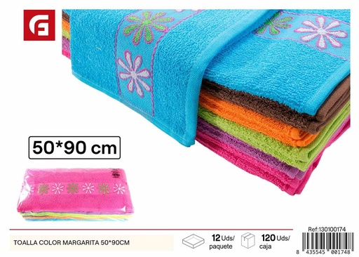 [130100174] Toalla color margarita 50x90cm - Textiles del hogar, toallas de baño
