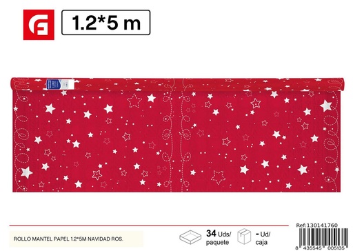 [10004063] Rollo mantel papel 1.2x5m navidad-rojo - Accesorios navideños