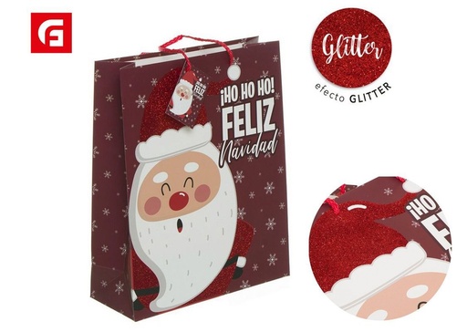 [315216396] Bolsa de papel purpurina Papá Noel - Regalos navideños