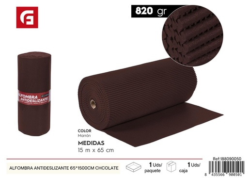 [188090050] Alfombra antideslizante 65x150 cm chocolate - Textiles del hogar y seguridad