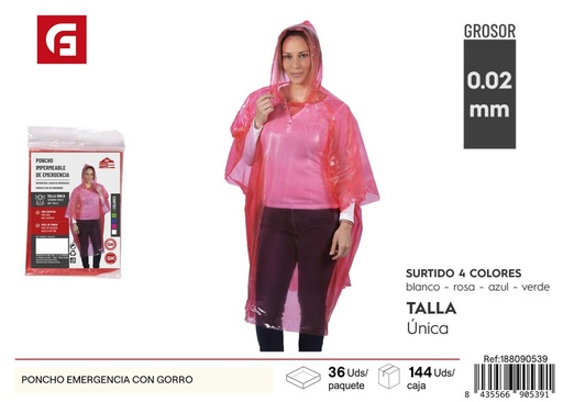 [188090539] Poncho de emergencia con gorro - Artículos para temporadas de lluvia