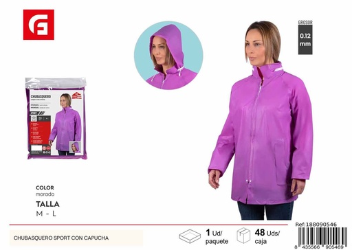 [188090546] Chubasquero Sport con capucha lluvia - Ropa impermeable para días de lluvia