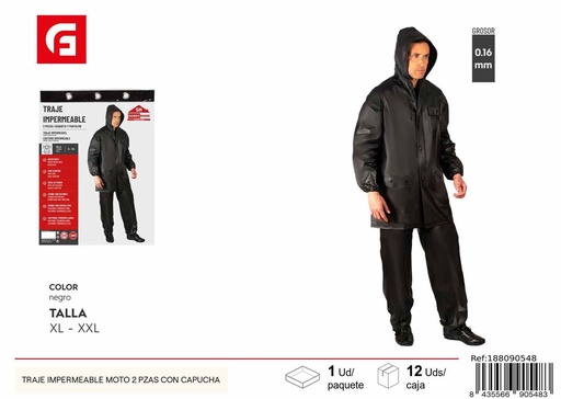 [188090548] Traje impermeable moto 2 piezas con capucha - Artículos para lluvia