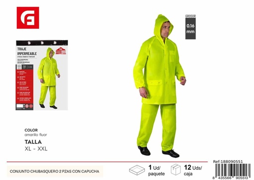 [188090551] Conjunto chubasquero 2 piezas con capucha - Artículos para lluvia