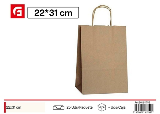 [201241759] Bolsa de papel kraft 22*31 cm con asa - Artículos de regalo