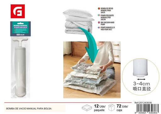 [201243036] Bomba de vacío manual para bolsa - Organización