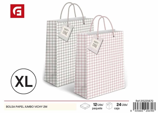 [315225670] Bolsa de papel jumbo vichy 2m - Artículos para regalos