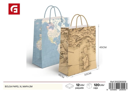 [315226909] Bolsa de regalo papel XL Mapa 2m - Envases y regalos