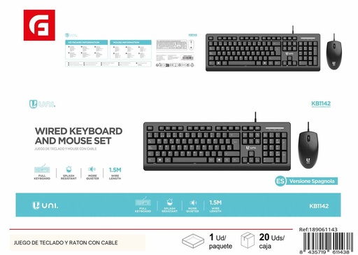 [189061143] Juego de teclado y ratón con cable para ordenador