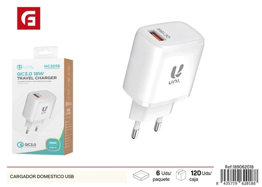 [189062018] Cargador doméstico USB, accesorio electrónico