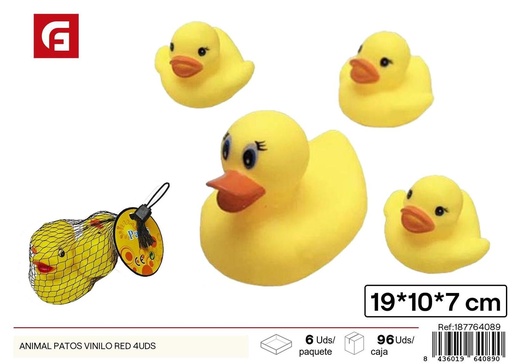 [187764089] Patos de vinilo con red 4 unidades para juego acuático