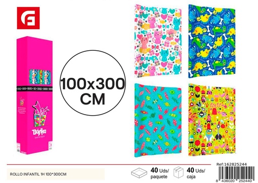 [162825244] Rollo infantil de papel de regalo 100*300cm - Materiales para regalos