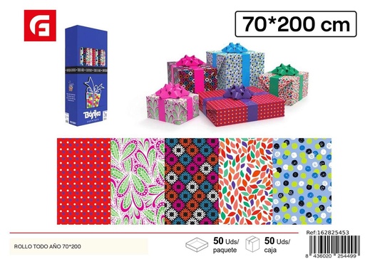 [162825453] Papel de regalo rollo todo el año 70*200 cm - Material de envoltura