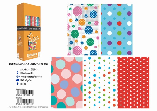 [162825701] Papel de regalo 70*200 cm lunares - Material de envoltura